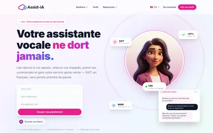 Le site Assist-iA (Assistante vocale, Belgique)