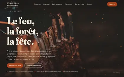 Le site La Source de la Géronstère (Restaurant au feu de bois et chambres, Belgique)