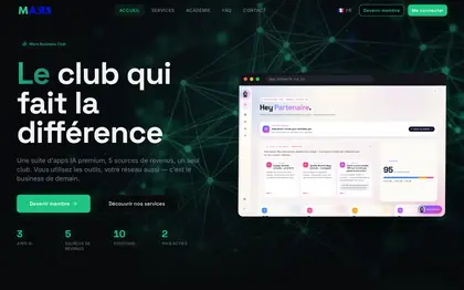 Le site Mars Business Club (Espace membre et tableau de bord, Belgique)